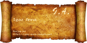 Igaz Anna névjegykártya